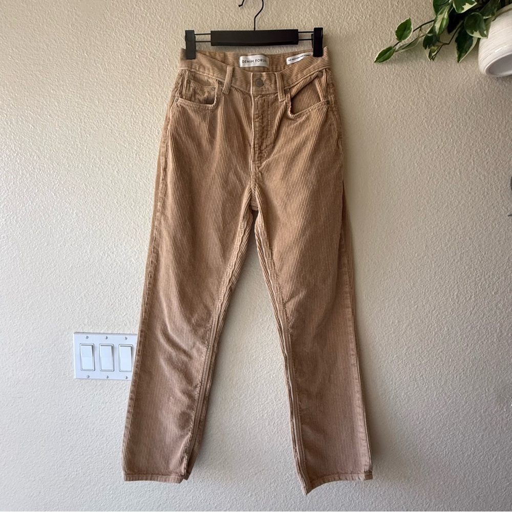 25. Denim Forum the Arlo High Rise Straight Leg Tan Corduroy Jeans